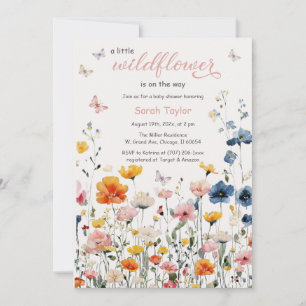 Invitación Chorro de Acuarela de Flores Silvestres Rústicas p