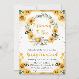 Invitación Chorro de Acuarela de Verano Abeja y Girasoles Bab