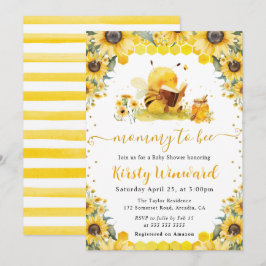 Invitación Chorro de Acuarela de Verano Abeja y Girasoles Bab