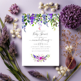 Invitación Chorro de acuarela Fiestal de Violetas para el Beb