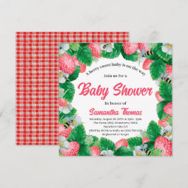 Invitación Chorro de Acuarela Fresa Dulce Baby Shower
