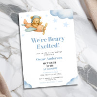 Chorro de Acuarela Oso Teddy Aviador Baby Shower