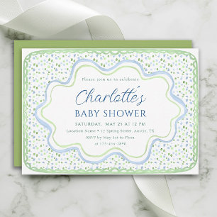 Invitación Chorro de acuarela verde y azul Niño Baby Shower