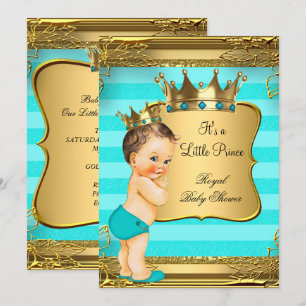 Invitación Chorro de agua Bruneta Baby Shower Príncipe Bebé N