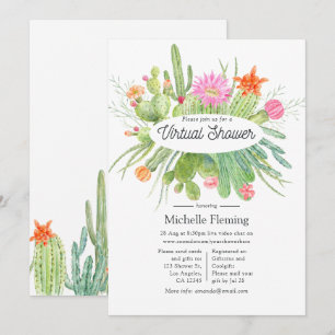Invitación Chorro de Agua Cactus Baby Shower Virtual