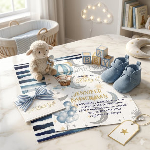 Invitación Chorro de agua Celestial Oveja y Globo Baby shower