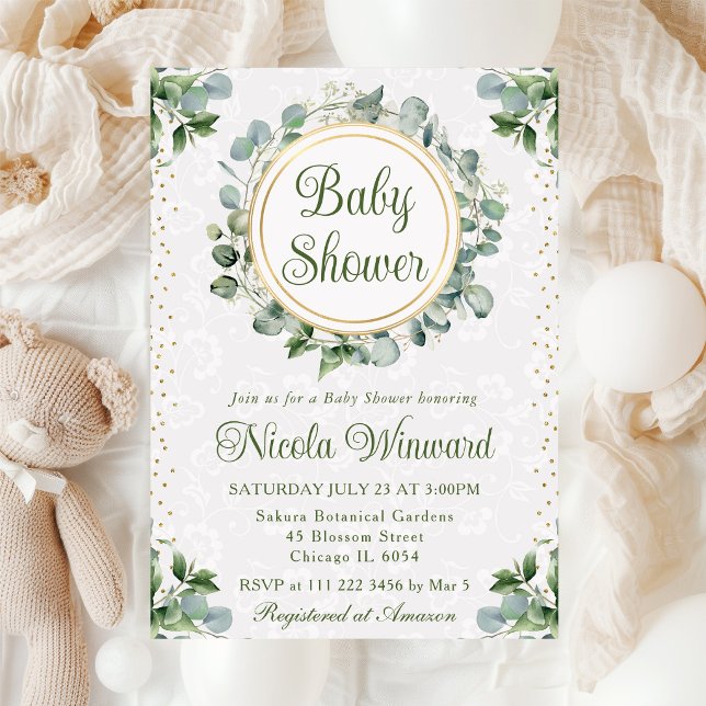 Invitación Chorro de agua con eucalipto para baby shower (Subido por el creador)