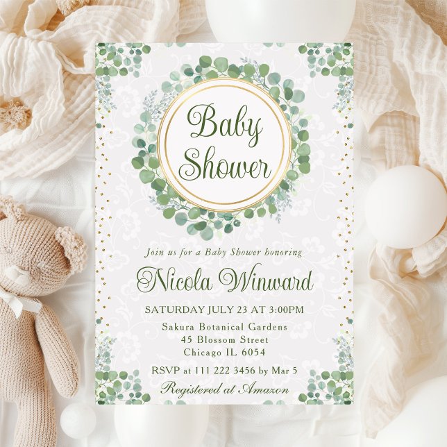 Invitación Chorro de agua con eucalipto para baby shower (Subido por el creador)