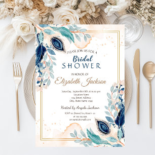Invitación Chorro de agua de pavo real floral boda
