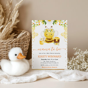 Invitación Chorro de agua Floral Abeja Baby Shower