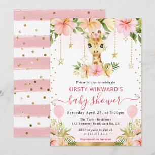 Invitación Chorro de agua floral de la jungla para baby showe