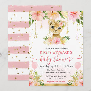 Invitación Chorro de agua Floral Selva Cachorro de León Baby