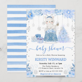 Invitación Chorro de agua floral zorro ártico baby shower