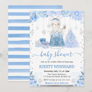 Invitación Chorro de agua floral zorro ártico baby shower