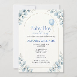 Invitación Chorro de agua moderno de eucalipto para baby show