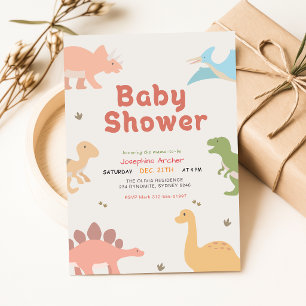 Invitación Chorro de Agua Moderno Dinos Dinosaurio Cute Baby