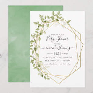 Invitación Chorro de agua verde geométrico para baby shower