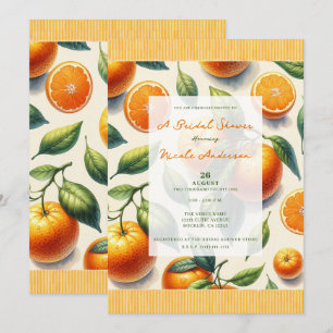 Invitación Chorro de Aquarela Hojas de Naranja de Naranja par