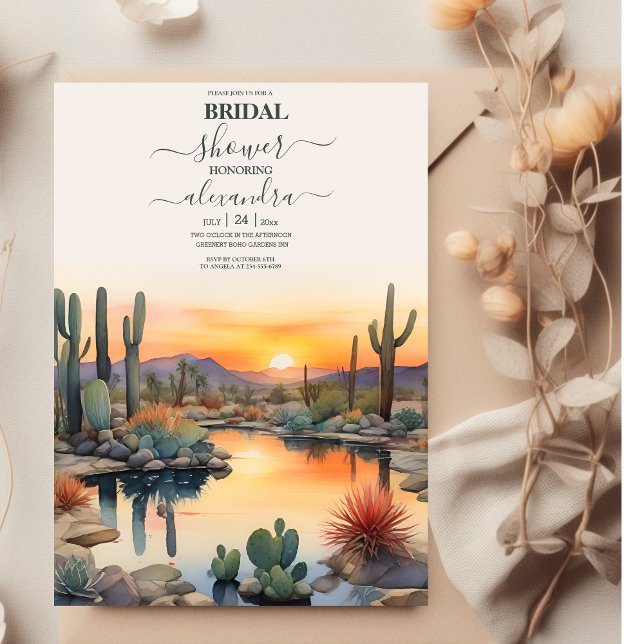Invitación Chorro de Aquarela Paisaje Desértico de Cactus par (Subido por el creador)