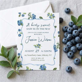 Invitación Chorro de Arándanos para el Bebe, Un Bebe Dulce co