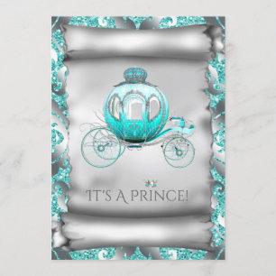 Invitación Chorro de Azul y Príncipe Bebé de Plata Baby Showe