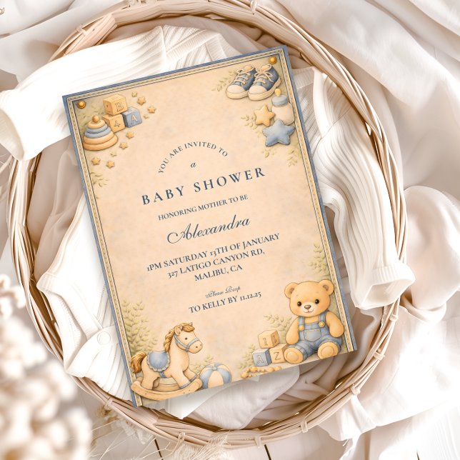 Invitación Chorro de Bebé Clásico con Pantalones Vaqueros Azu (Subido por el creador)