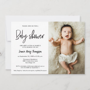 Invitación Chorro de bebé con foto personalizada minimalista 