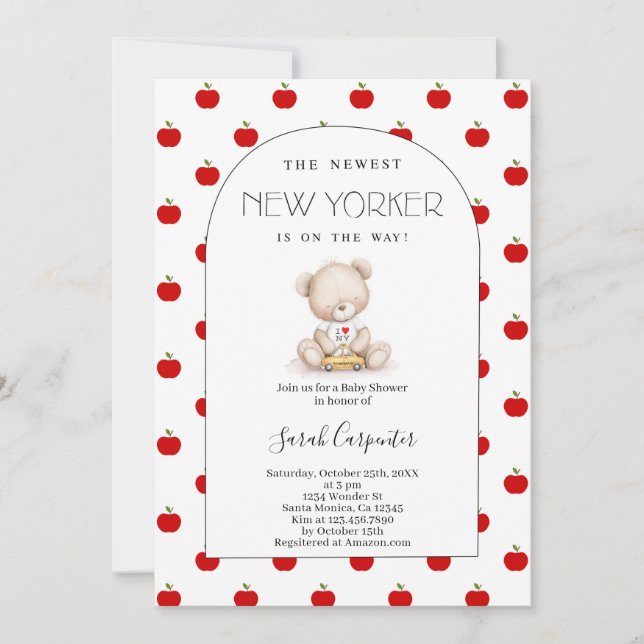Invitación Chorro de bebé con tema de Nueva York (Anverso)