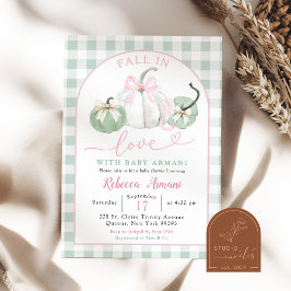 Invitación Chorro de bebé de calabaza preppy rosa verde salvi