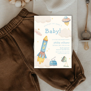 Invitación Chorro de Bebé de Espacio Exterior Boho Cohete