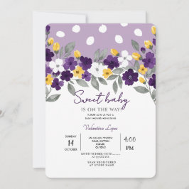 Invitación Chorro de Bebé de Flores Coloridas | Púrpura