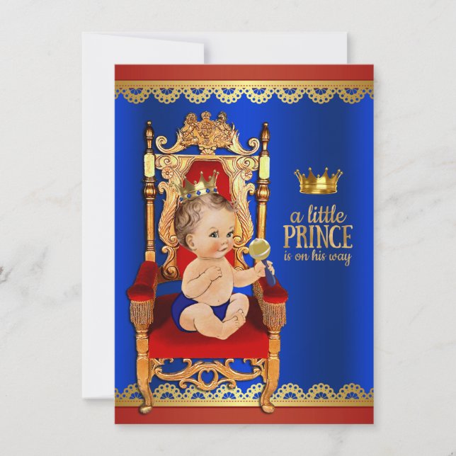 Invitación Chorro de bebé de lujo del príncipe real (Anverso)