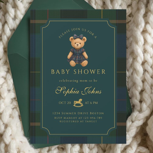 Invitación Chorro de bebé de oso de peluche de lujo (Subido por el creador)