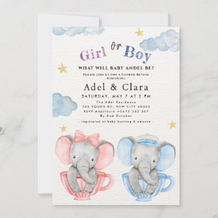 Invitación Chorro de Bebé de Tetera Floral Elegante