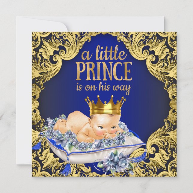 Invitación Chorro de bebé del precioso príncipe real (Anverso)