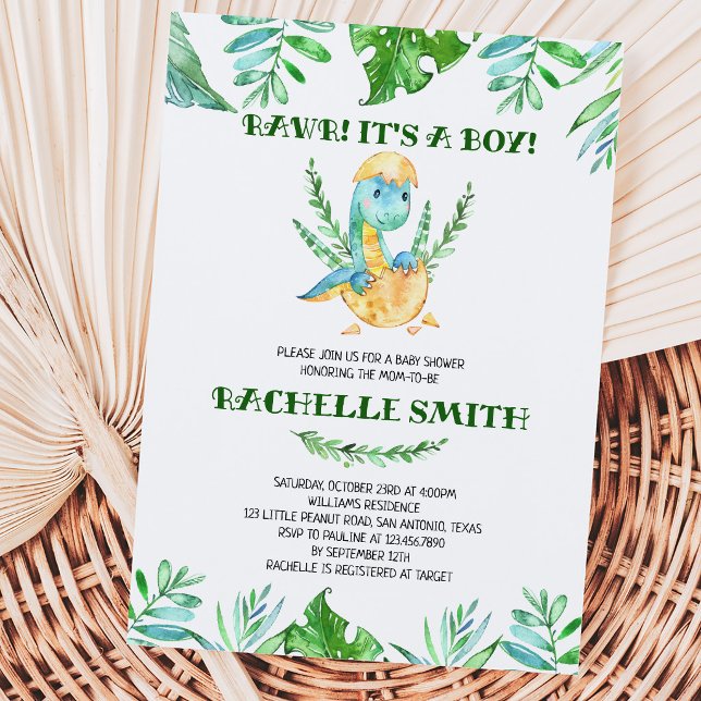 Invitación Chorro de Bebé Dinosaurio Verde (Subido por el creador)