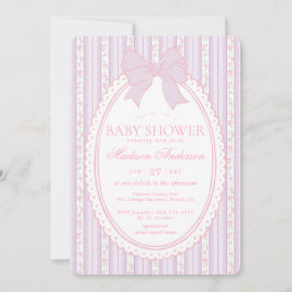 Invitación Chorro de Bebé Floral Antiguo Morado Pastel Elegan