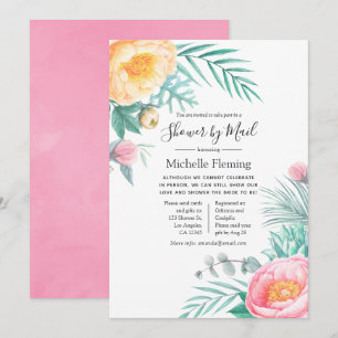 Invitación Chorro de bebé floral pastel tropical por correo