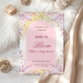 Invitación Chorro de Bebé Floral Rosa Elegante