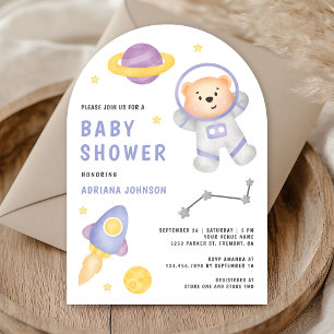 Invitación Chorro de Bebé Oso de Peluche en el Espacio Exteri