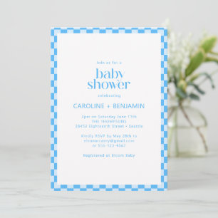 Invitación Chorro de Bebé para Parejas Todo en Uno Azul Cuadr