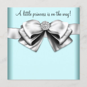 Invitación Chorro de Bebé Princesa Azul Teal Negro