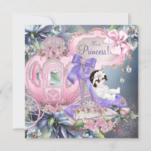 Invitación Chorro de Bebé Princesa Morado y Rosa (Anverso)