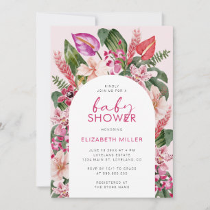 Invitación Chorro de Bebé Rosa Tropical