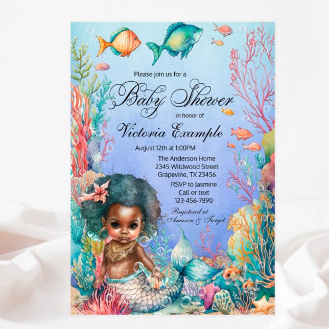 Invitación Chorro de Bebé Sirena Negra (Subido por el creador)