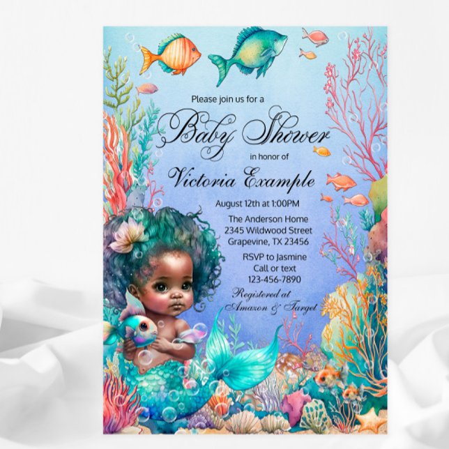 Invitación Chorro de Bebé Sirena Negra (Subido por el creador)