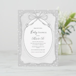 Invitación Chorro de bebé vintage gris y blanco