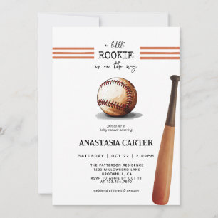 Invitación Chorro de Béisbol Pequeño Novato Vintage para Baby