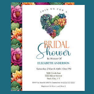 Invitación Chorro de Boda Corazón de Cactus Bonito