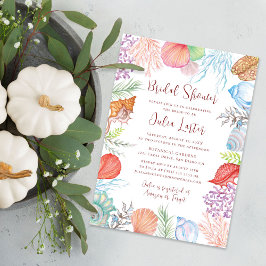 Invitación Chorro de boda de concha marina azul polvoriento m